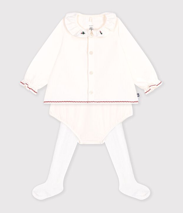 Coffret cadeau b&eacute;b&eacute; avec blouse, bloomer et collants multicouleur