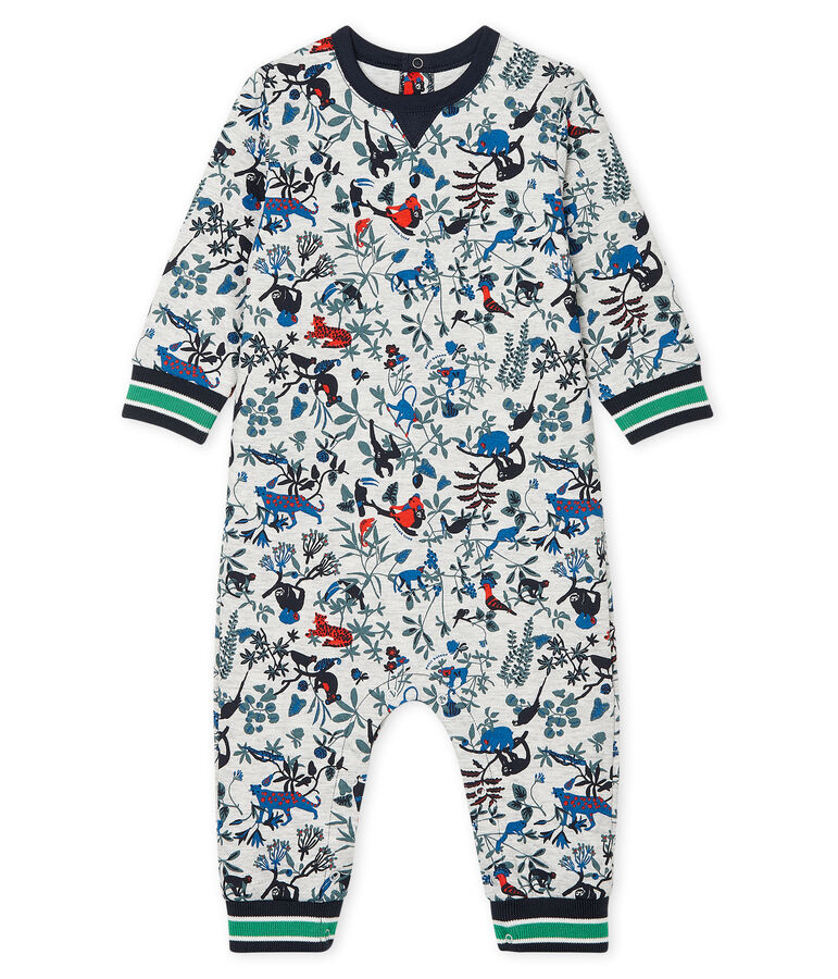 Combinaison longue b&eacute;b&eacute; gar&ccedil;on en tubique matelass&eacute; gris/multicouleur