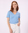 Tee-shirt femme en coton manches courtes uni bleu FLO