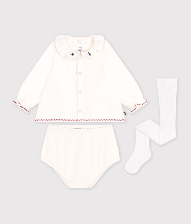 Coffret cadeau b&eacute;b&eacute; avec blouse, bloomer et collants multicouleur