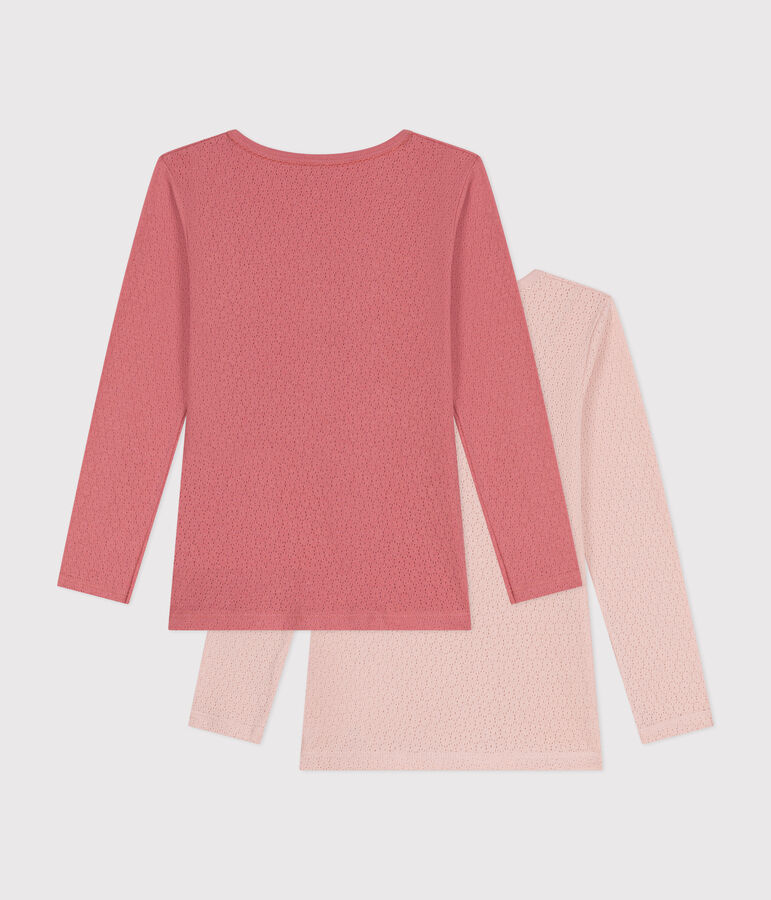 Lot de 2 tee-shirts uni en coton ajour&eacute; enfant variante 1