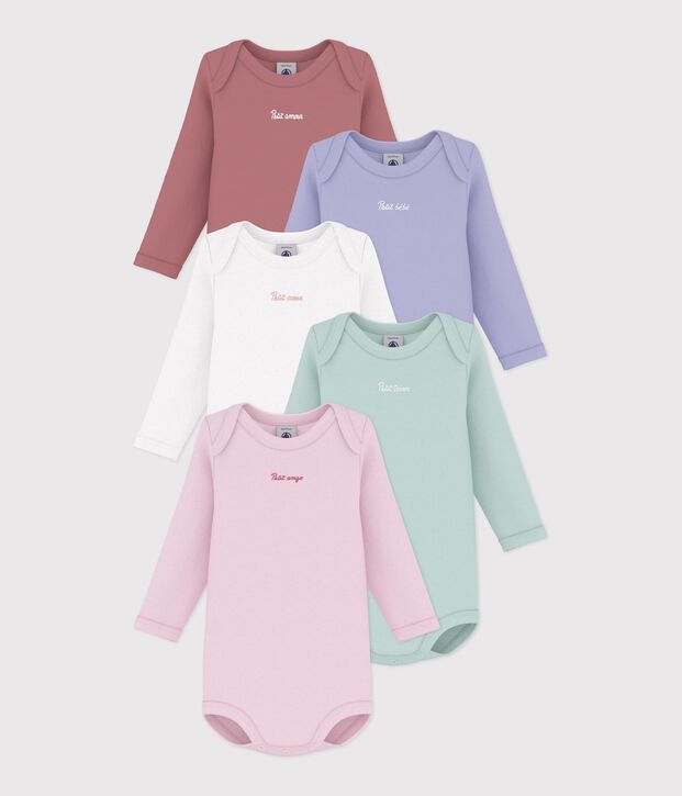 Lot de bodies manches longues en coton uni b&eacute;b&eacute; multicouleur