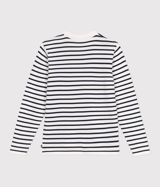 Pull marin femme en coton à rayures blanc MARSHMALLOW/bleu SMOKING