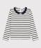 Tee-shirt manches longues en coton enfant fille blanc MARSHMALLOW/bleu SMOKING