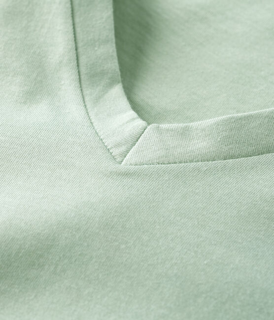 Tee-shirt LE DROIT col V en coton bio Femme vert HERBIER