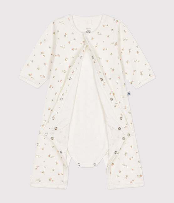 Bodyjama sans pieds en coton bébé blanc MARSHMALLOW/blanc MULTICO