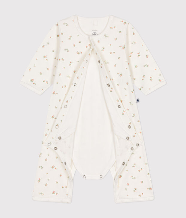 Bodyjama sans pieds en coton b&eacute;b&eacute; blanc/multicouleur