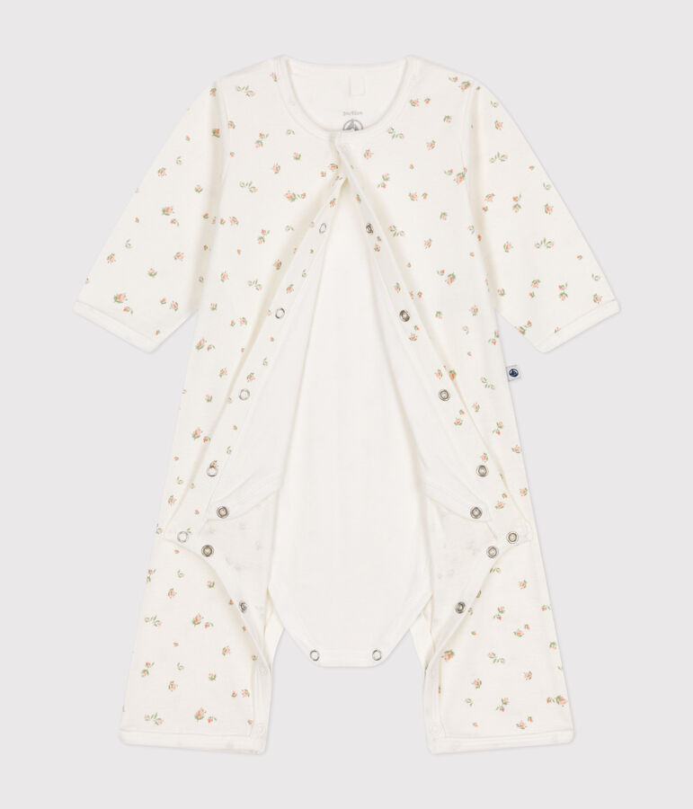 Bodyjama sans pieds en coton b&eacute;b&eacute; blanc MARSHMALLOW/blanc MULTICO