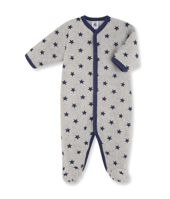 Combichaud bébé garçon en polaire imprimé gris SUBWAY/bleu LOGO