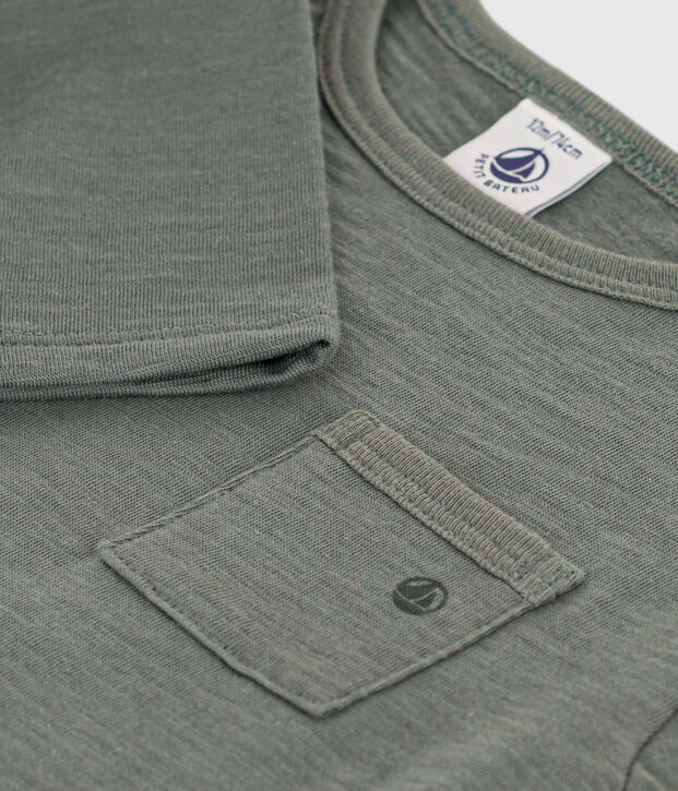 Tee-shirt manches longues en jersey flamm&eacute; b&eacute;b&eacute; kaki