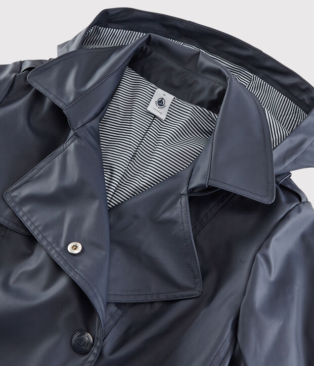 Trench &agrave; capuche Femme bleu marine