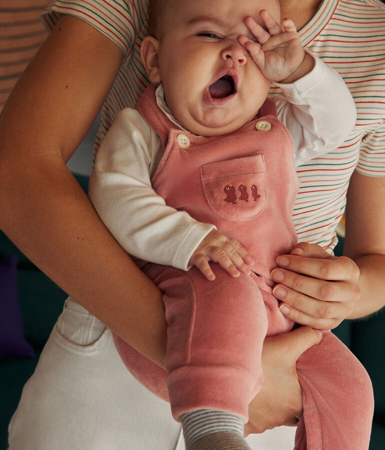 Ensemble salopette en velours b&eacute;b&eacute; rose ROSEWOOD