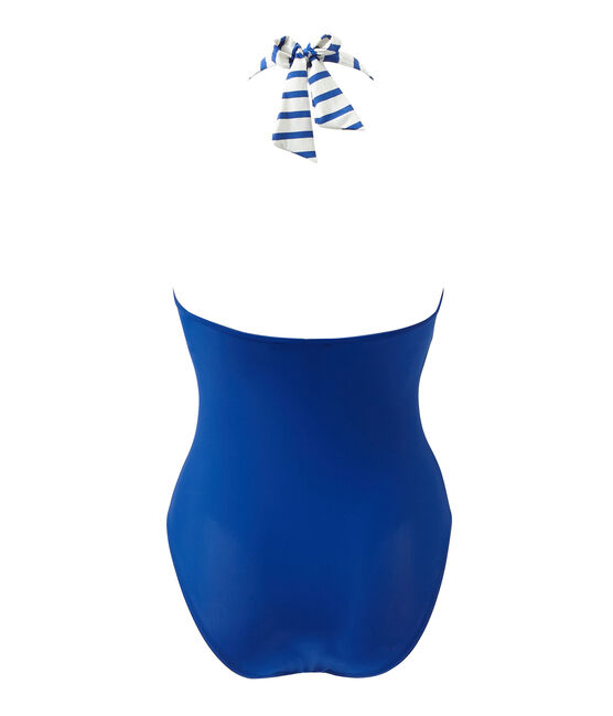Maillot de bain 1 pièce femme blanc MARSHMALLOW/bleu PERSE/ MULTICO