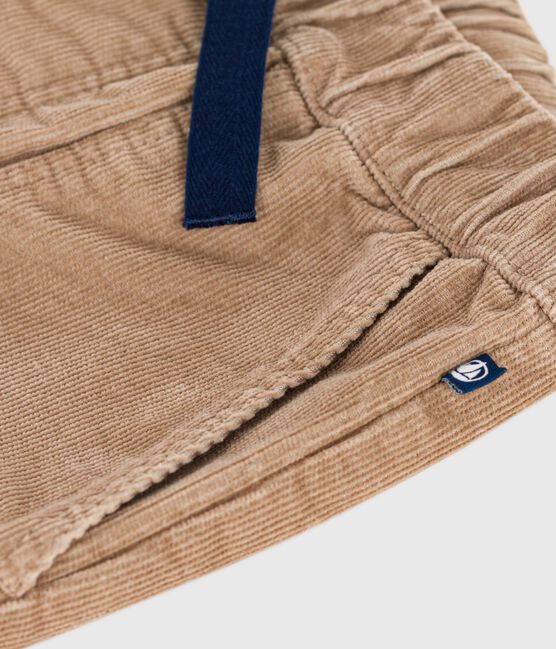 Pantalon droit enfant en velours uni beige ROCHE CLAIR