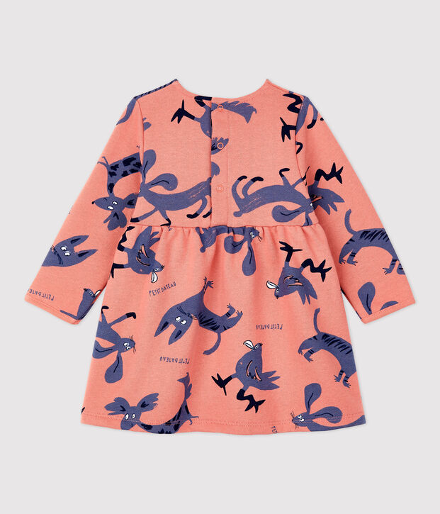 Robe imprim&eacute; animaux en molleton b&eacute;b&eacute; rose/multicouleur