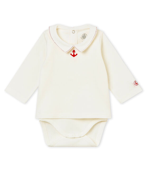 Body guimpe manches longues bébé garçon blanc MARSHMALLOW