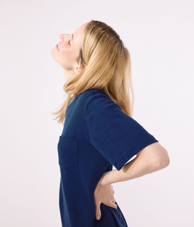 Chemise de nuit femme en coton manches courtes bleu INCOGNITO