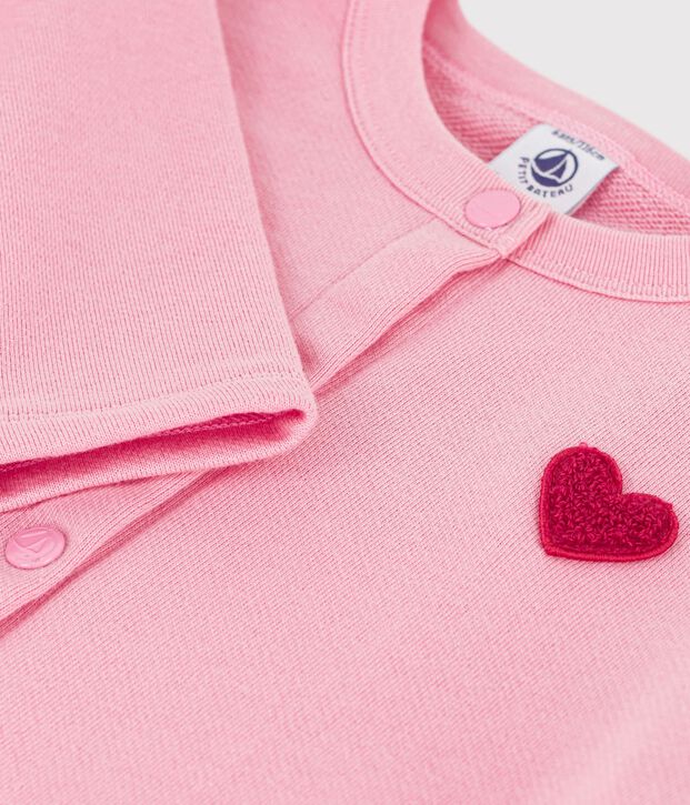 Cardigan enfant en coton uni rose