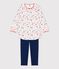 Chemise de nuit avec legging petite fille en coton biologique blanc MARSHMALLOW/blanc MULTICO