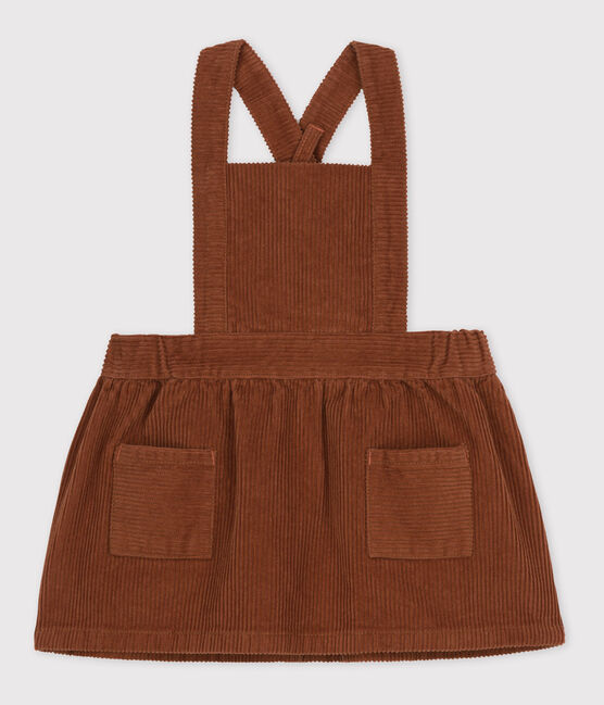 Robe sans manche bébé en velours grosses côtes marron CINA