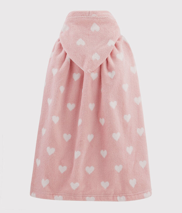 Cape de bain c&oelig;urs b&eacute;b&eacute; en &eacute;ponge rose/blanc