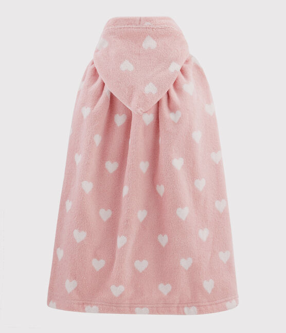 Cape de bain cœurs bébé en éponge rose CHARME/blanc MARSHMALLOW