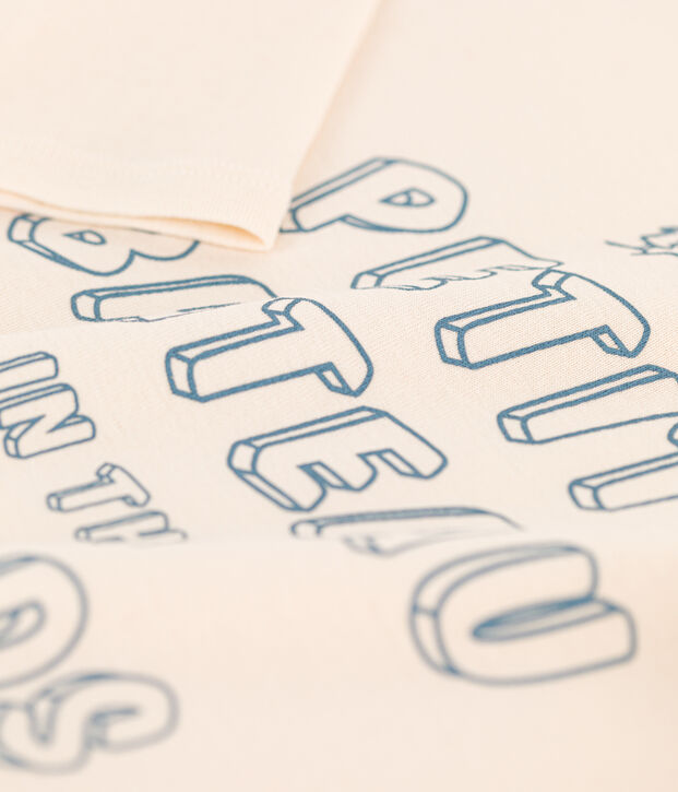 Tee-shirt manches longues en coton enfant fille / gar&ccedil;on &eacute;cru/bleu/multicouleur