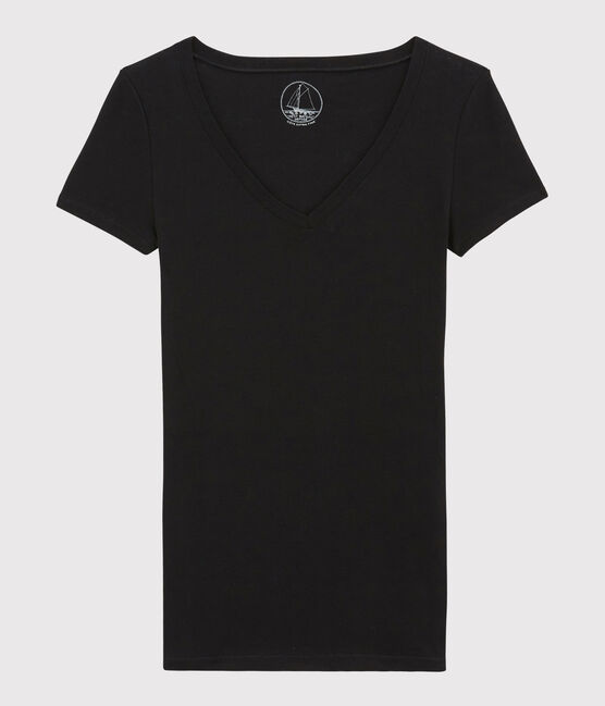 T-shirt côte légère Femme noir NOIR