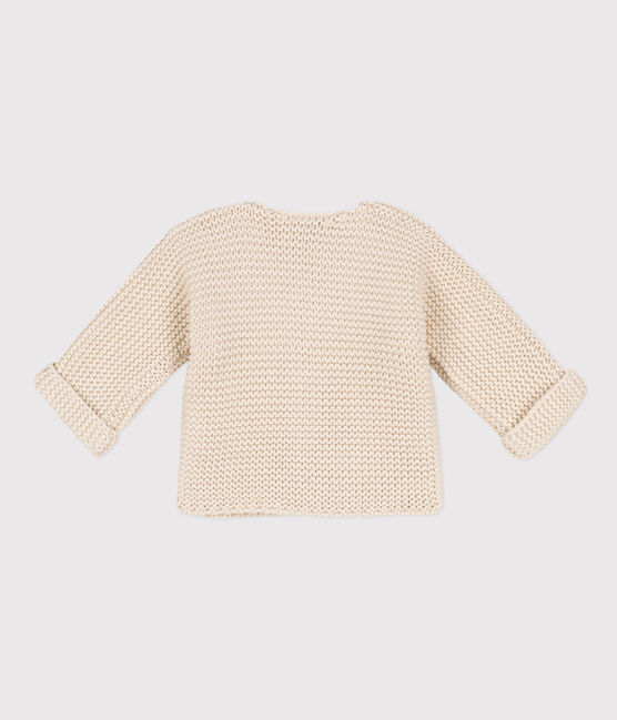 Cardigan bébé tricot point mousse en coton écru AVALANCHE
