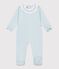 Pyjama b&eacute;b&eacute; en coton ouverture au dos uni &agrave; collerette bleu
