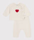 Ensemble en tricot laine et coton motif coeur bébé