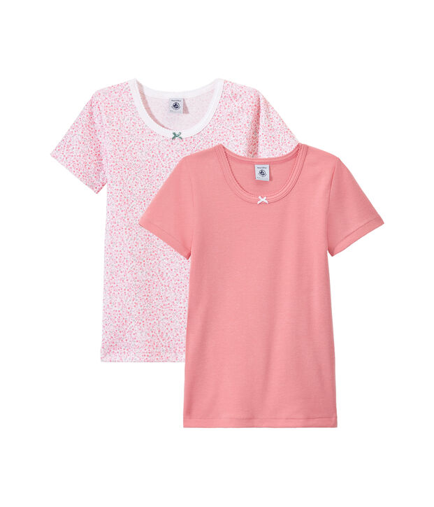 Lot de 2 t-shirts fille manches courtes blanc