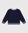 Pull enfant en laine et coton motif n&oelig;ud bleu/beige