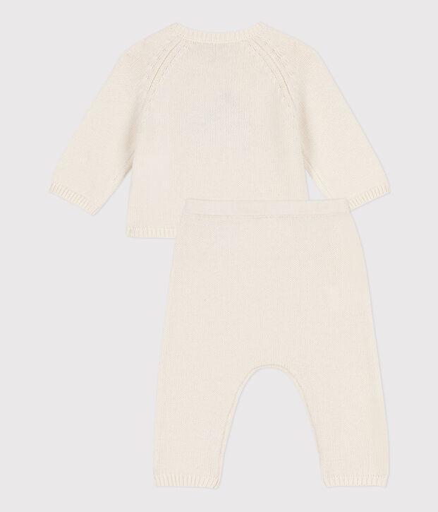 Ensemble en tricot laine et coton b&eacute;b&eacute; blanc