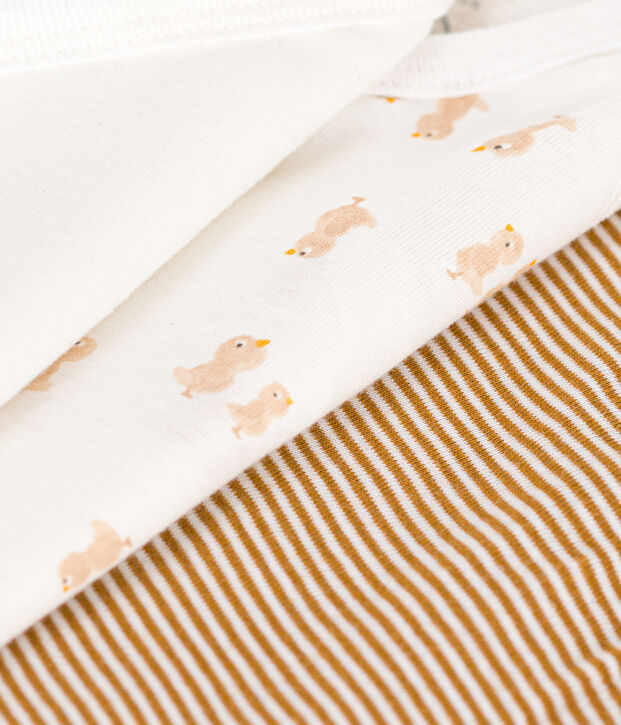 Lot de 3 bodies crois&eacute;s manches longues en coton b&eacute;b&eacute; multicouleur