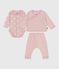Ensemble cadeau bébé 2 pièces en velours et body imprimé cœurs rose JOLI