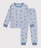 Pyjama enfant en molleton imprim&eacute; skieurs bleu/multicouleur