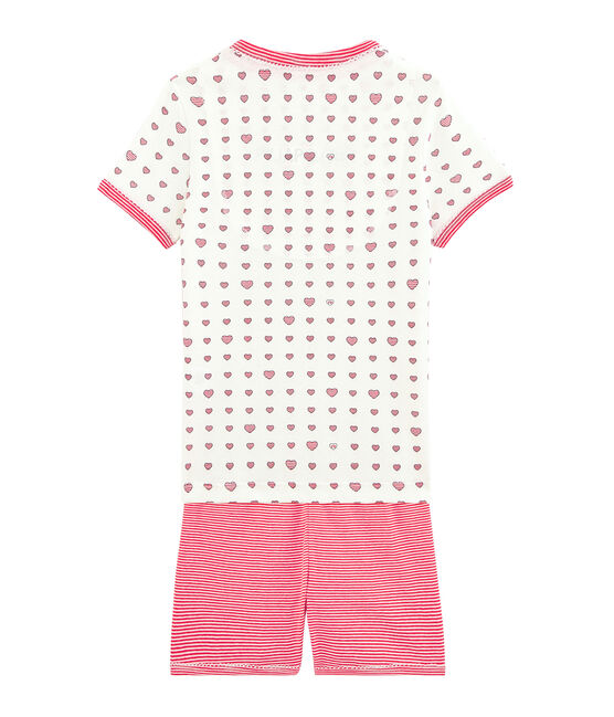 Pyjacourt petite fille en côte blanc MARSHMALLOW/blanc MULTICO