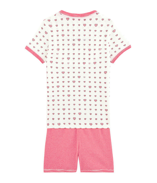 Pyjacourt petite fille en c&ocirc;te blanc/multicouleur