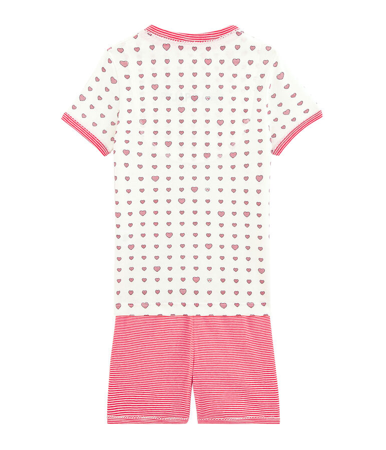 Pyjacourt petite fille en c&ocirc;te blanc MARSHMALLOW/blanc MULTICO