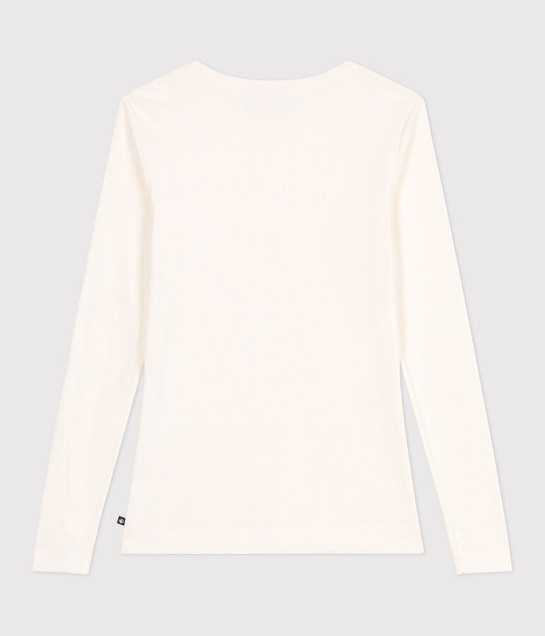 Tee-shirt femme l'iconique en laine et coton manches longues &eacute;cru MILK