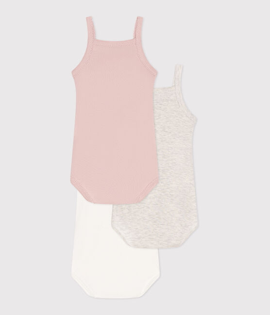 Lot de 3 bodies bretelles en coton uni bébé variante 1