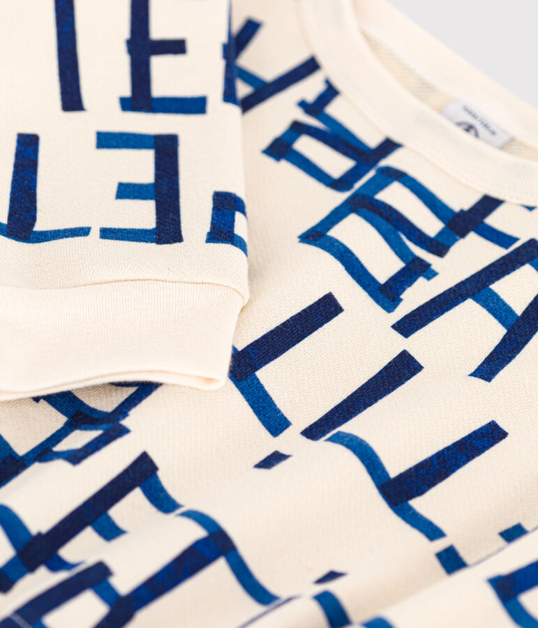 Robe manches longues en molleton bross&eacute; imprim&eacute; enfant fille &eacute;cru/multicouleur