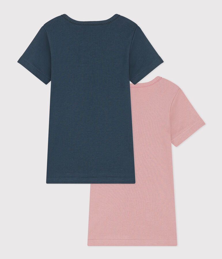 Lot de 2 tee shirts manches courtes en coton petite fille multicouleur