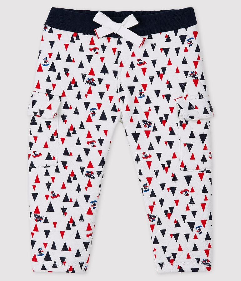Pantalon b&eacute;b&eacute; gar&ccedil;on en tubique blanc/multicouleur