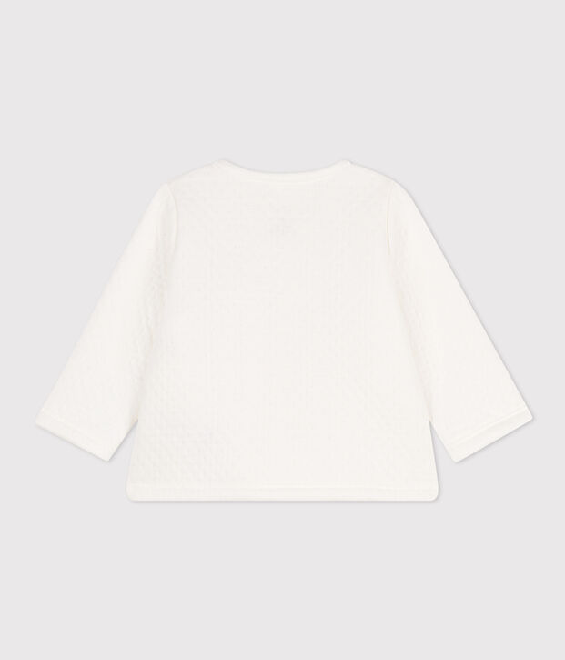 Cardigan en tubique matelass&eacute; en coton b&eacute;b&eacute; blanc