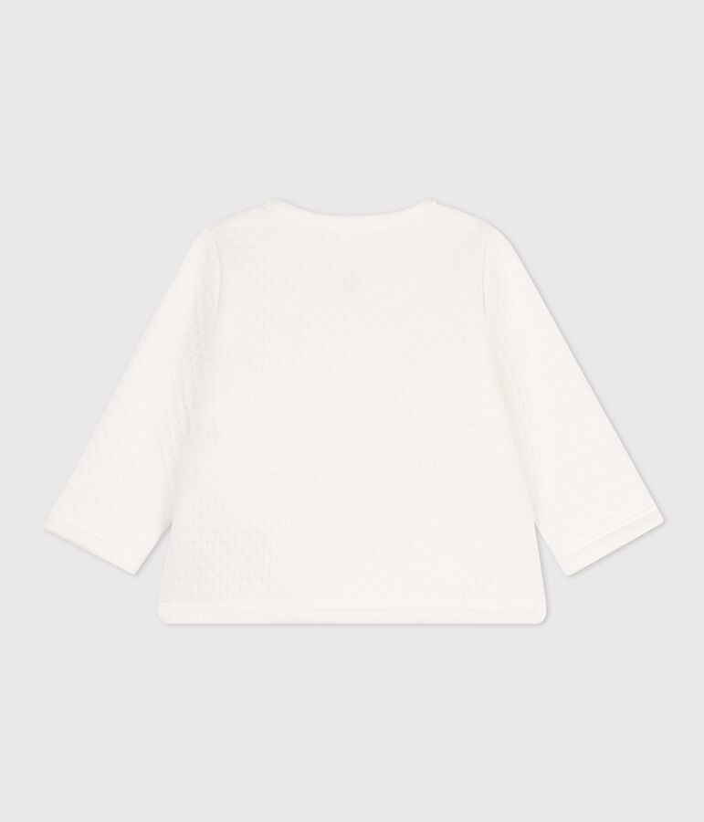 Cardigan en tubique matelass&eacute; en coton b&eacute;b&eacute; blanc