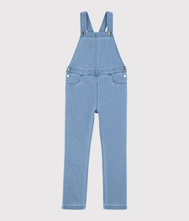 Salopette en molleton denim enfant fille bleu