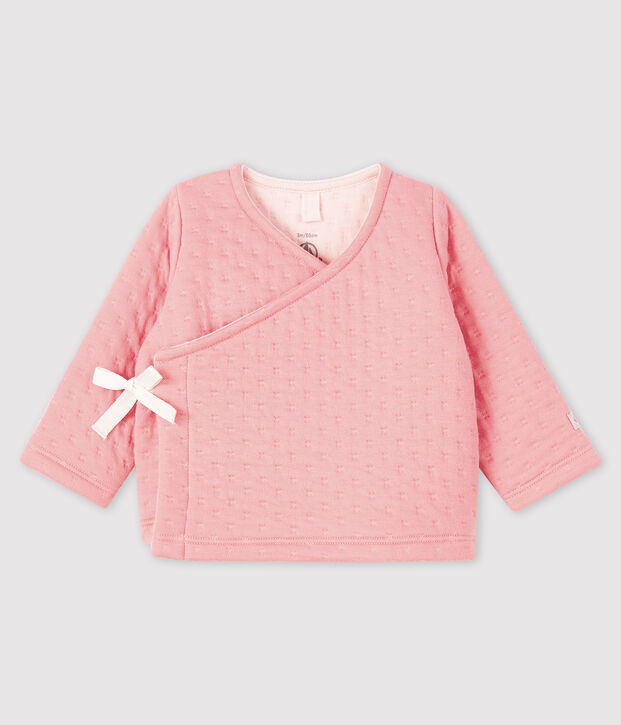 Cardigan b&eacute;b&eacute; en tubique rose