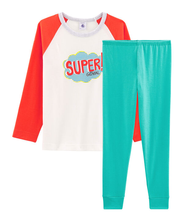 Pyjama petit gar&ccedil;on en c&ocirc;te vert/multicouleur